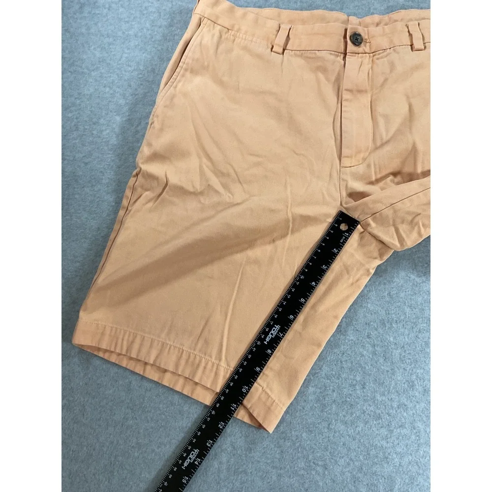 Brooks Brothers Mens Peach Orange Cotton Chino Shorts Size 38 Flat Front 1870